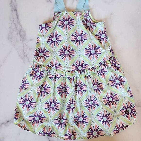 Tea 2t 100% cotton little girls summer sleeveless strappy blue green dress fisht - Picture 5 of 5